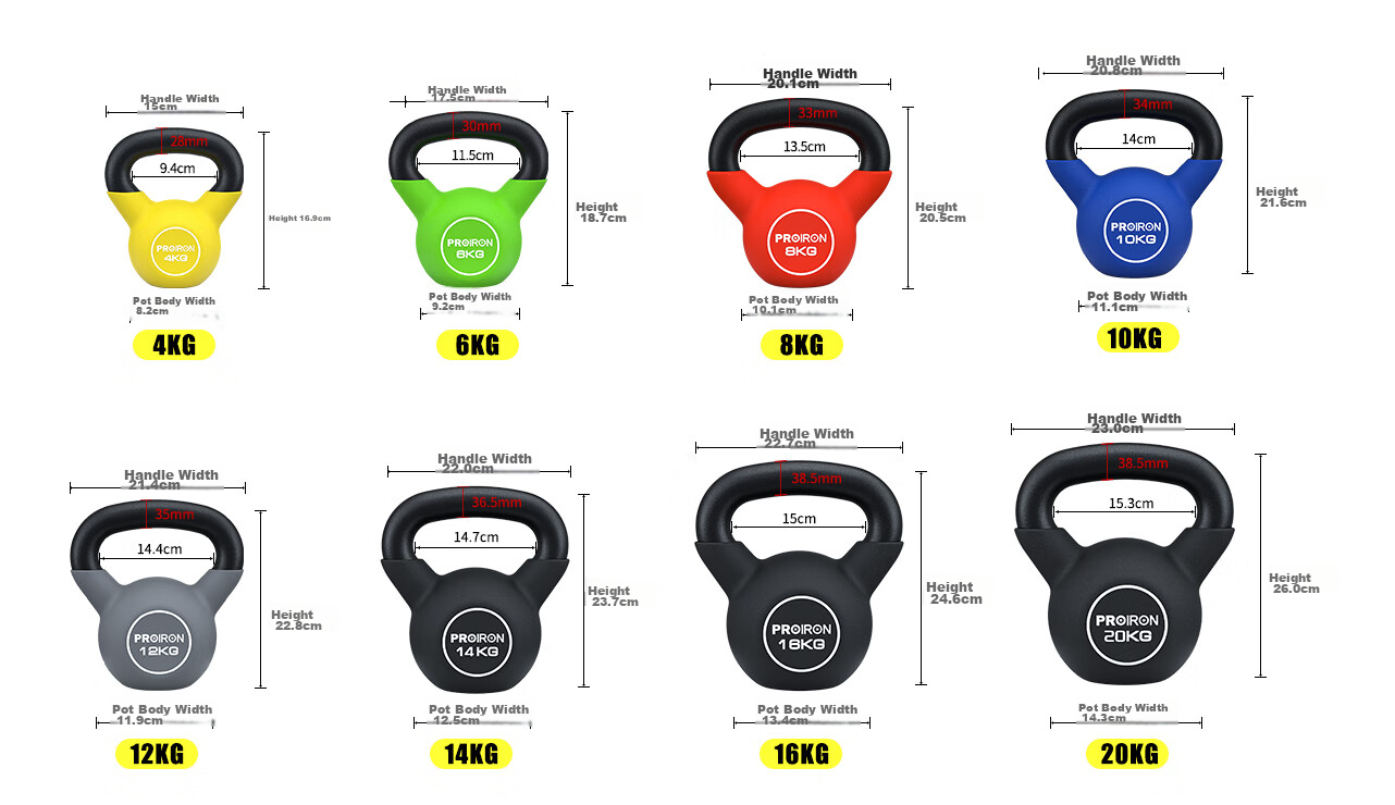 PROIRON Puli'ai Kettlebell for Men And Women, Fitness Kettlebell, Cast Iron Squat Kettlebell, Deep Squat And Glute Exercise Equipment, Powder-Coated, 14KG 14
