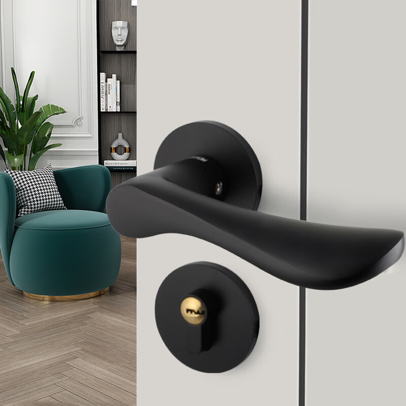 BLOSSOM Interior Bedroom Door Lock, Quiet Noise Reduction Lock Body, Copper Core Brass Key Door Lock, 268 Black