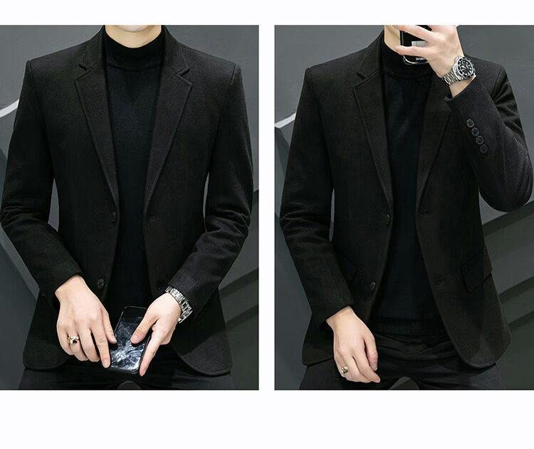 ROMON Men's Suit, Spring And Autumn Woolen Blazer, Business Casual Outerwear Jacket for Me 20