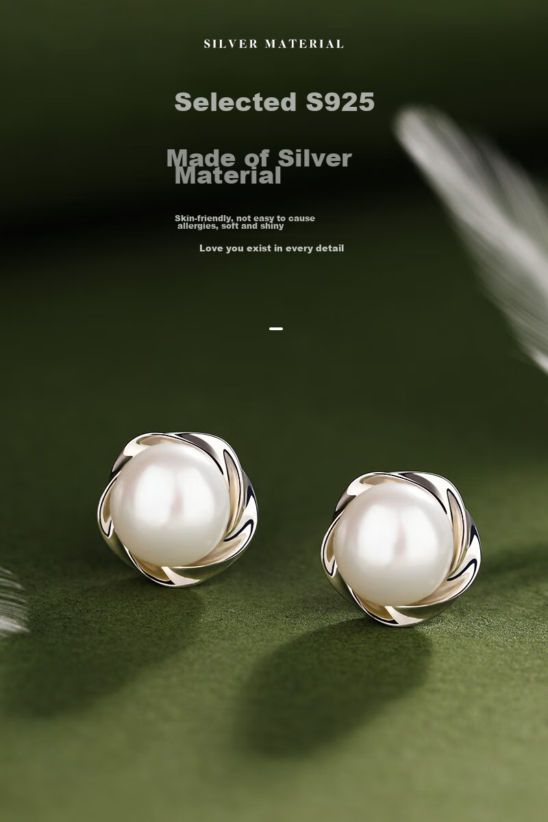 MANHE S925 Silver Stud Earrings for Women, Freshwater Pearl Earrings, Birthday Valentine's Day Gift for Girlfriend Or Mother 5