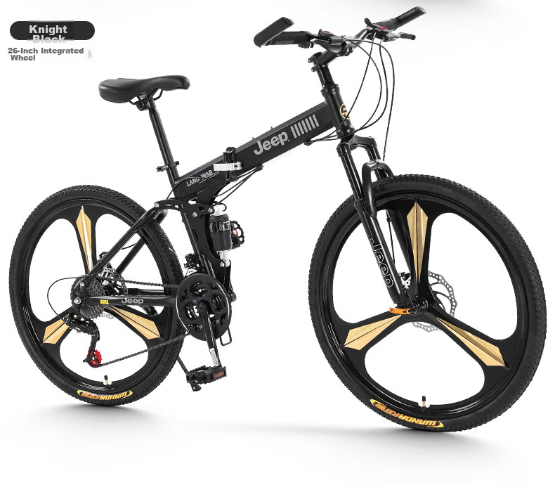 Jeep Folding Mountain Bike for Men And Women Students, 26-Inch, 27-Speed, Dual Shock Absorption, Road Bicycle Zhanshen - Forest Gree 18