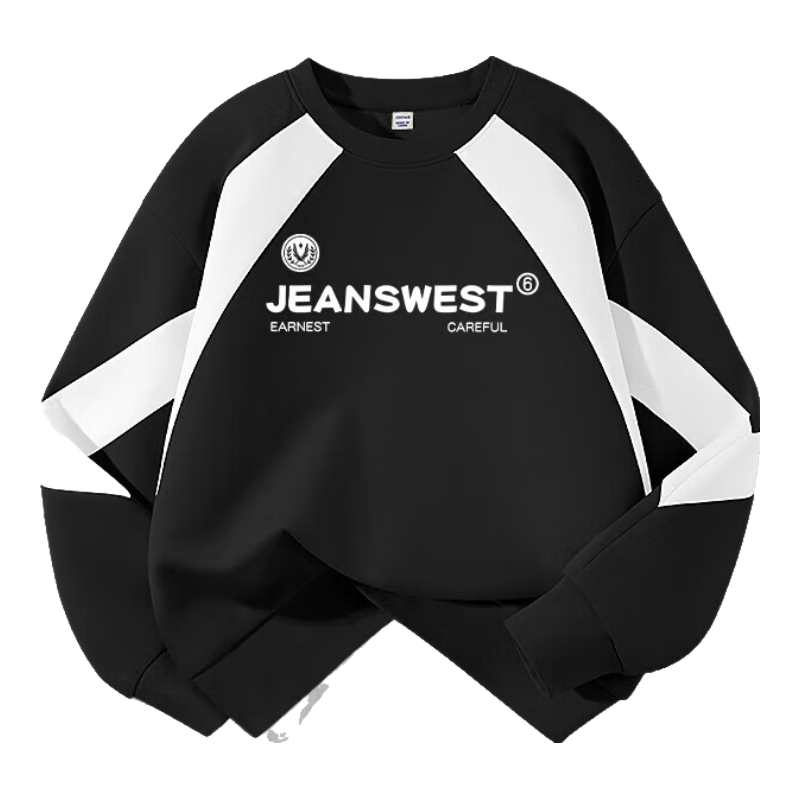 Jeanswest Boys' Sweatshirt, 2025 Autumn Children's Clothing, Color-Block Splicing Girls' Air Layer Top, Casual Autumn Wear for Older Childre