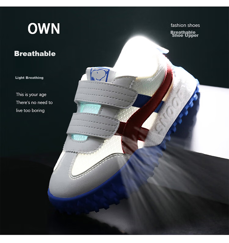 SNOOPY Children's Shoes, Kids' Sneakers, Boys And Girls Soft-Soled Running Shoes, Wear-Resistant Casual Shoes, 0020 White And Blue, Size 33 2