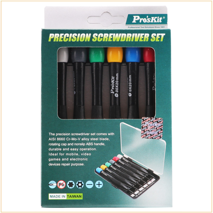 Pro'sKit 8PK-2061 Precision Screwdriver Set 6-Piece Cross and Flathead Watch Repair Tool Kit 5