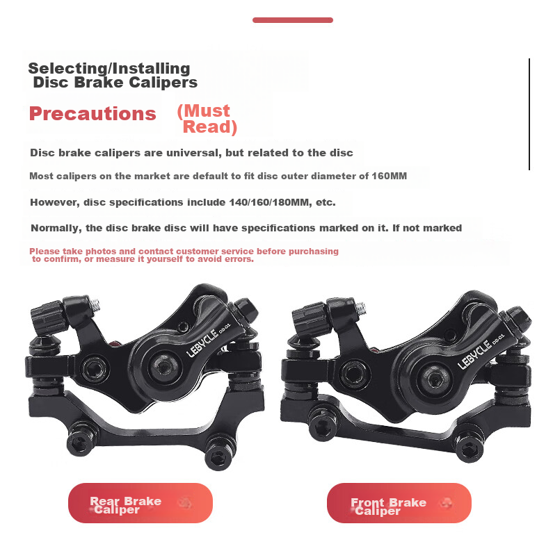 LEBYCLE Mountain Bike Electric Bicycle Clamp Set Brake Pads Front And Rear Disc Brake Conversion Kit Universal Permanence Complete Set 5