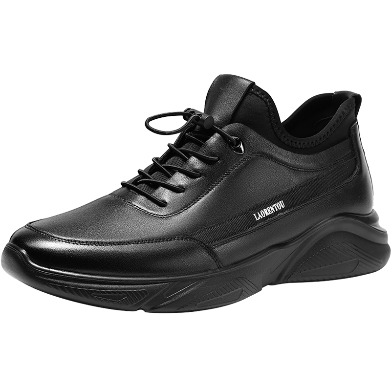LAORENTOU Men's First Layer Cowhide Casual Sneakers Non-Slip Sports Shoes Black 40 LA12231