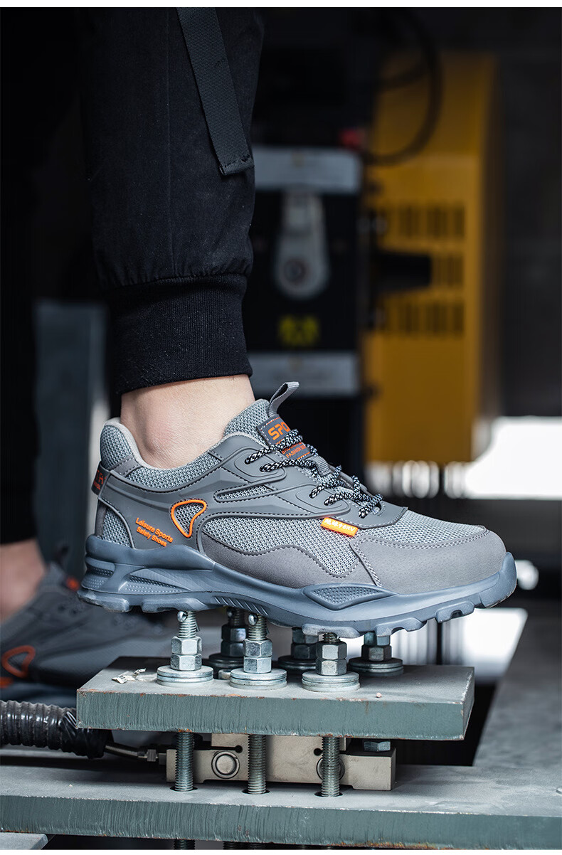 Pinzhide Men's Labor Protection Shoes Metal-Free Plastic Steel Toe Anti-Smash Anti-Puncture Safety Shoes Electrician Insulated 6KV Breathable Non-Slip Work Shoes Gray Size 42 13