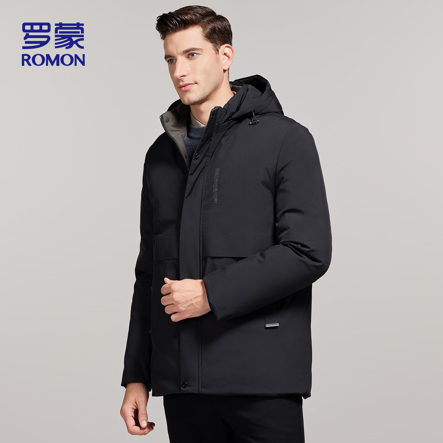 ROMON Men's Winter Trendy Business Cotton Padded Jacket Warm Cotton Coat Middle-aged and Elderly Dad Style MF78 Black 4XL