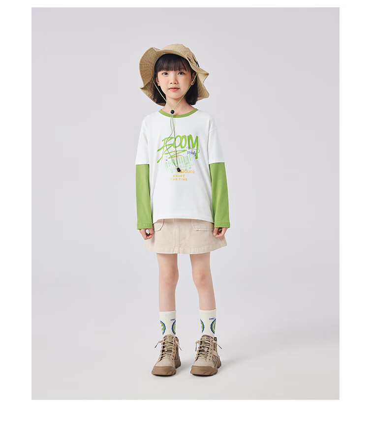 QQ DUCK Children's Clothing Girls' Long-Sleeve T-Shirt Undershirt Youth Wear Music Party White; 130 13