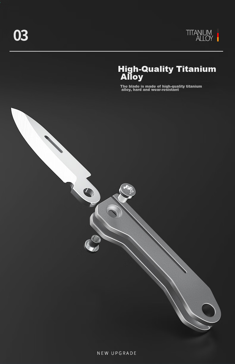 Laiben Titanium Alloy Car Keychain for Men with Small Folding Knife, Self-Defense Portable Key Pendant 4