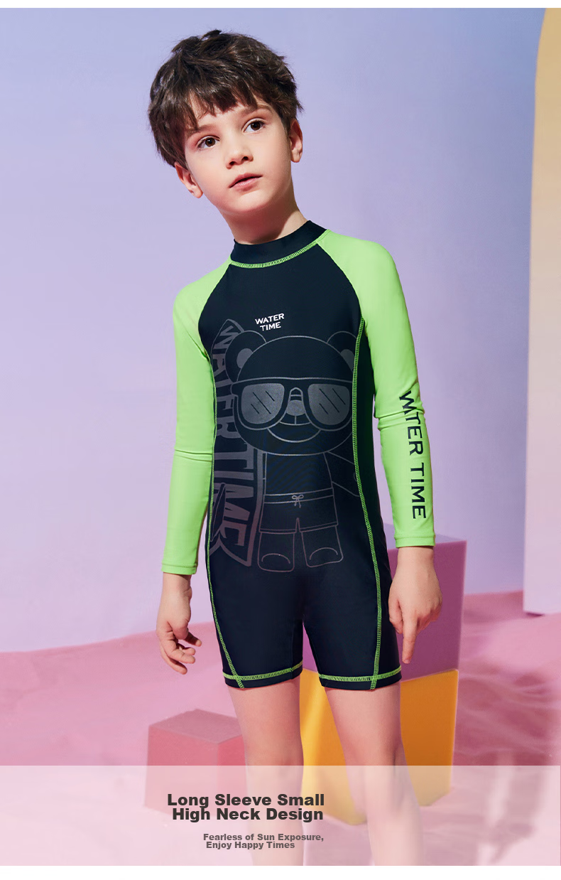 WATERTIME / Shuichuan Children's Swimwear Summer Boys' One-Piece Long-Sleeve Professional Swimsuit for Older Boys And Men's Babies 12 4