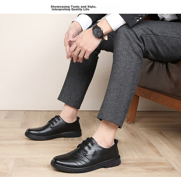 EGCHI Men's Leather Shoes, Business Casual Shoes, Top-Grain Cowhide Slip-On Driving Shoes, C8833, Black, Size 43 27
