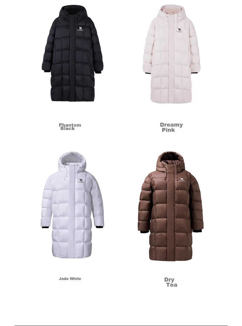 CAMEL [Wang Junkai's Style] Mid-Length down Jacket for Men And Women, Graphene Warm Coat W34CR07614 16