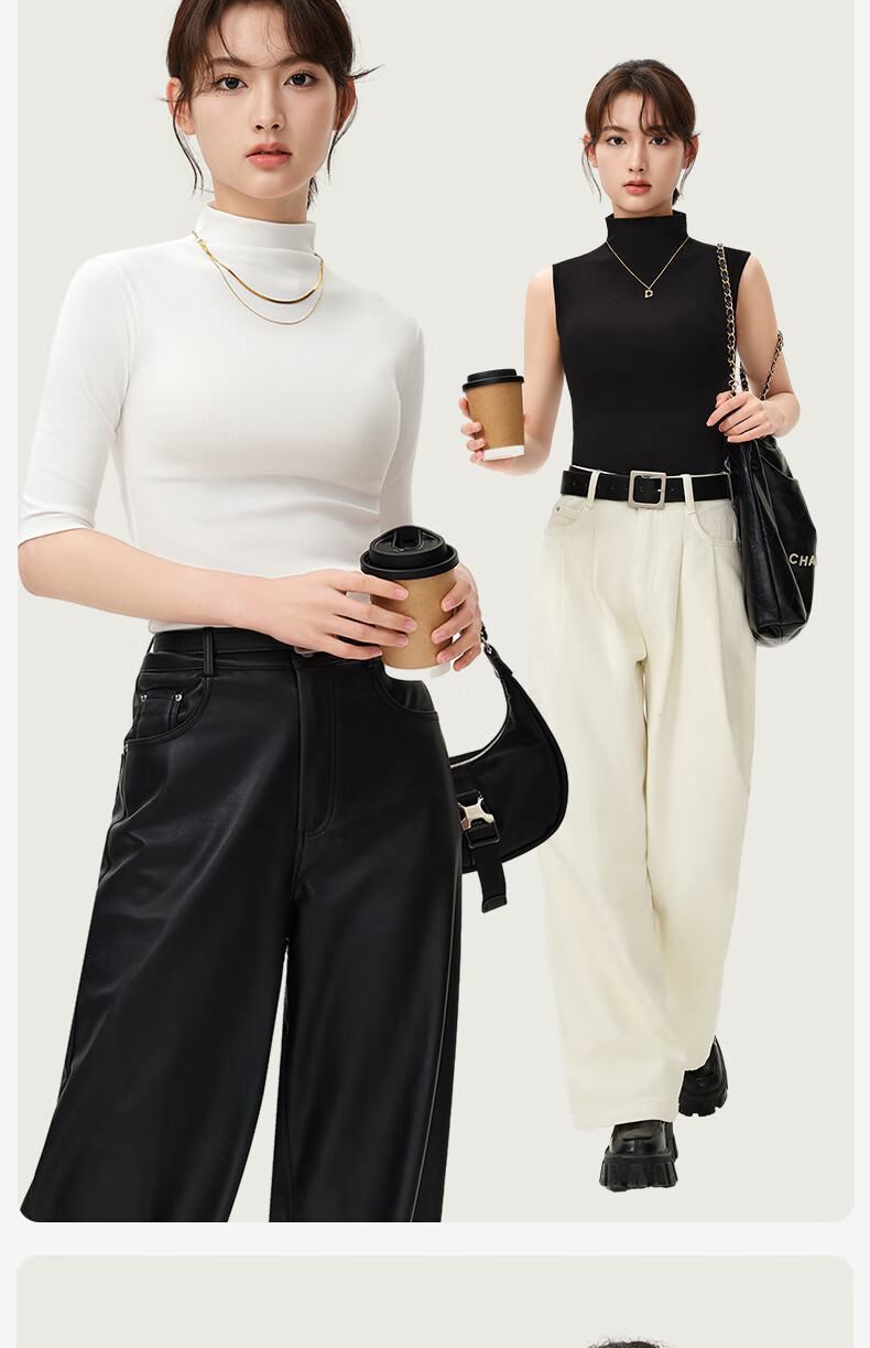 Jianyun Modal Cotton Turtleneck Base Layer, Women's Thin Inner Wear, Slim-Fit Short-Sleeve Undershirt, Can Be Worn As Outerwear, Five-Point Short-Sleeve Base Top 24