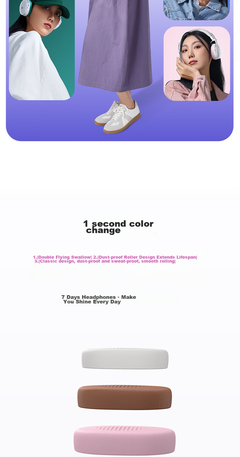 ACEFAST Speed Boost [Subsidy] Seven-Day Headphones, Bluetooth Gaming ANC Noise Reduction, Colorful Stylish Small Head with Replaceable Ear Cups, Ideal Gift Choice 3