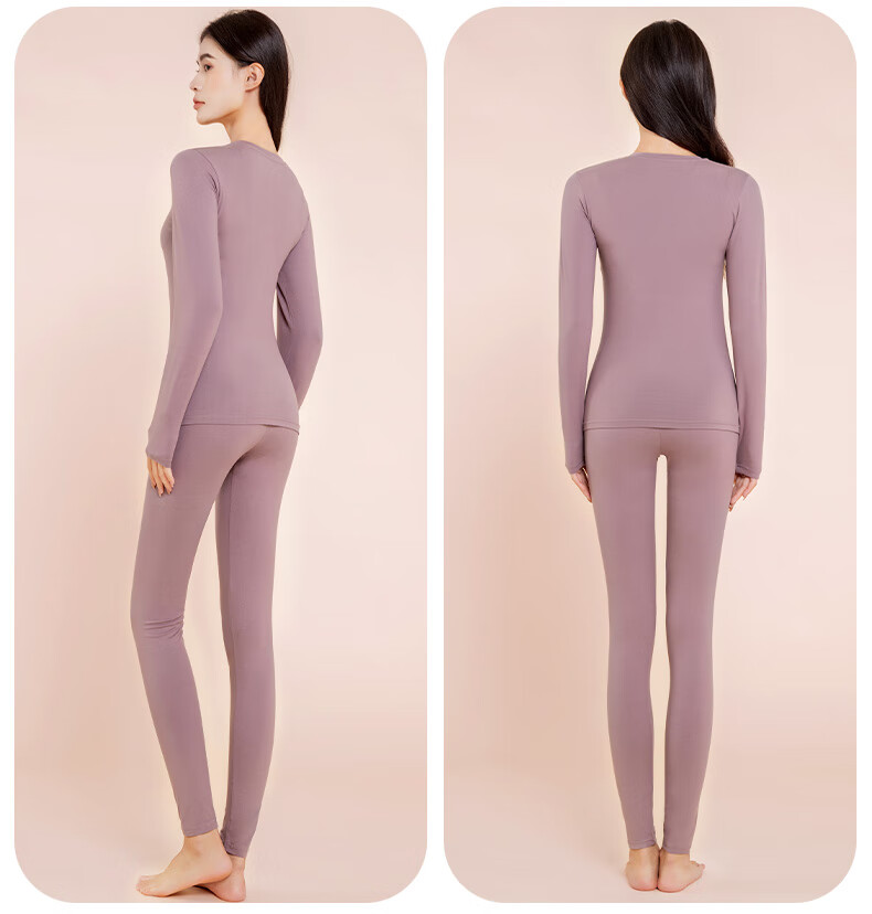 XUEXIMAN Women's Thermal Underwear Set Autumn Winter Fleece-Lined Antibacterial Temperature-Regulating Slim Fit Base Layer Top and Bottom 15