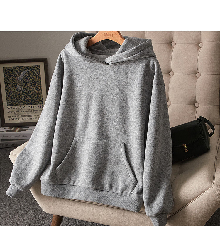 Dme [Hooded Commuter] Winter Fashion Fleece-Lined Drop Shoulder Long Sleeve Pocket Commuter Sweatshirt for Women, Linen Gray, M 12