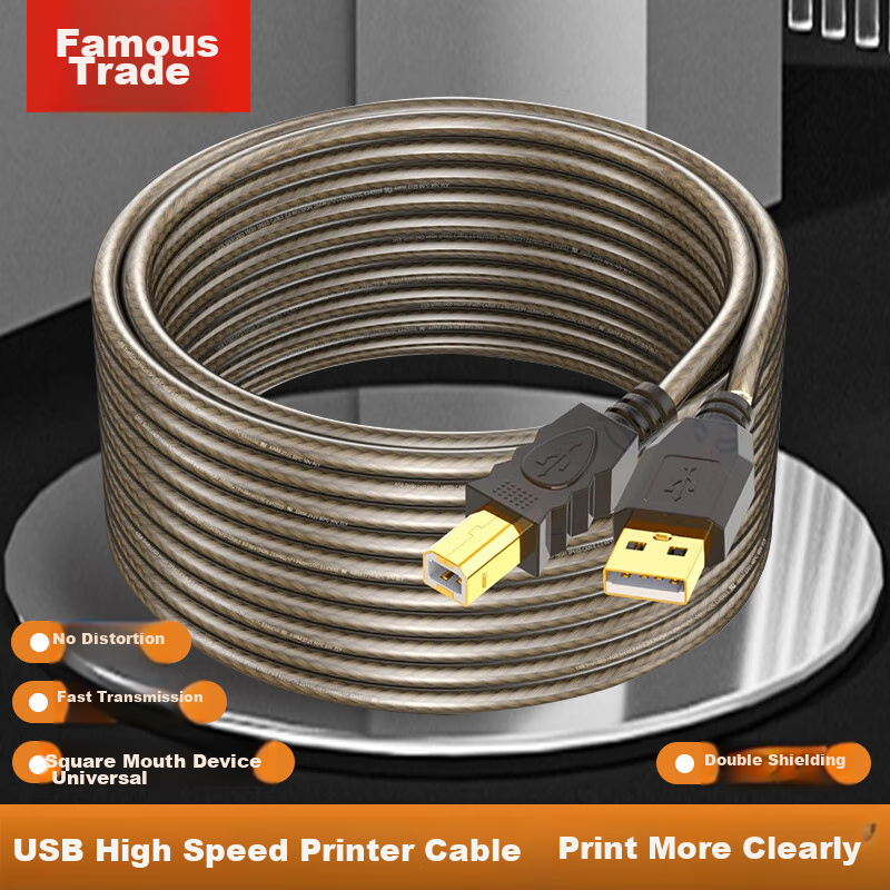 MM USB Printer Cable, 10 Meters, for HP, Canon, Epson Printers, Data Cable, Computer to Printer Connection Cable, USB 2.0 Square Port Extension Cord M-UB010