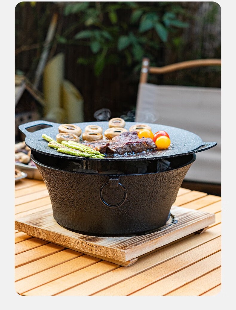 E-Rover Tea Brewing Tray, Grill Pan, Barbecue Plate, Korean-Style Grilled Meat Pan, Portable Stove Maifan Stone Grilling Pot 13