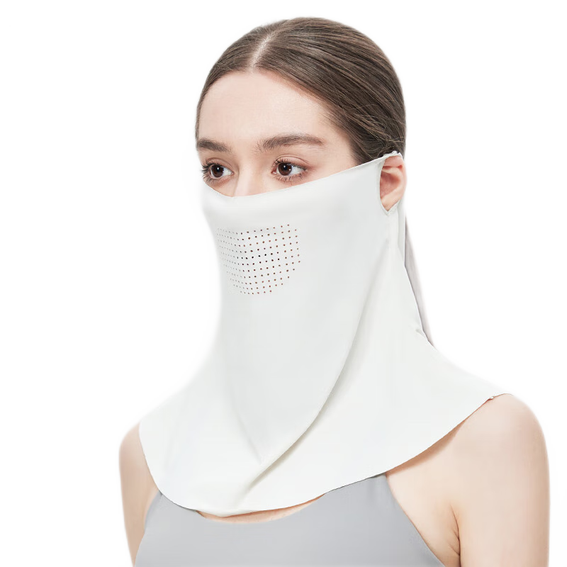JIUMU Ice Silk Sun Protection Face Mask for Women, Summer UV-Resistant Sunshade Veil, Neck Guard for Driving, Breathable Full Face Mask