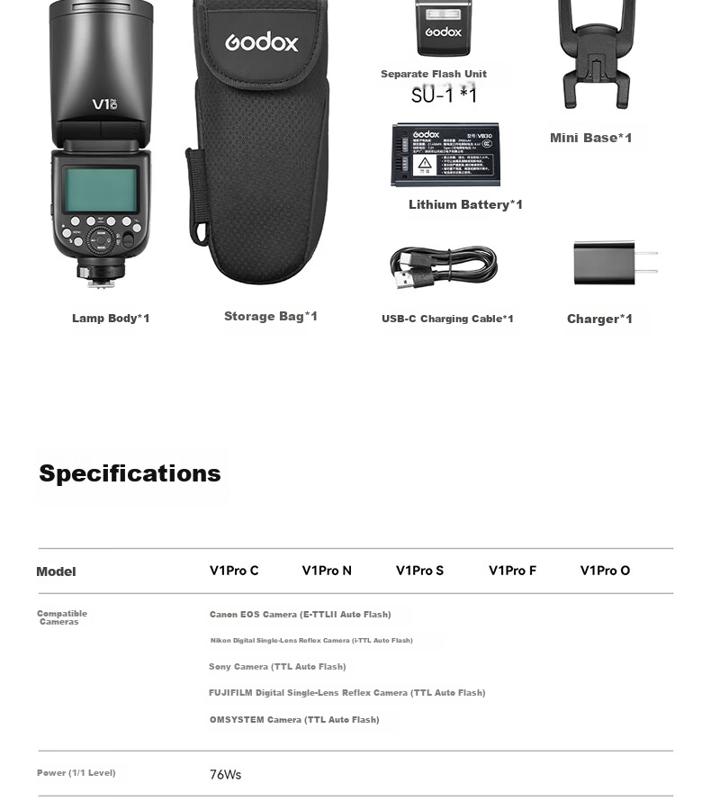 Godox V1Pro Hot Shoe Flash, High-Speed Sync, TTL Auto Metering, Lithium Battery, Hot Shoe Mount, Pocket Light, Portable for Outdoor Shooting And Wedding Photography [Official Standard Configuration] Sony Versio 13