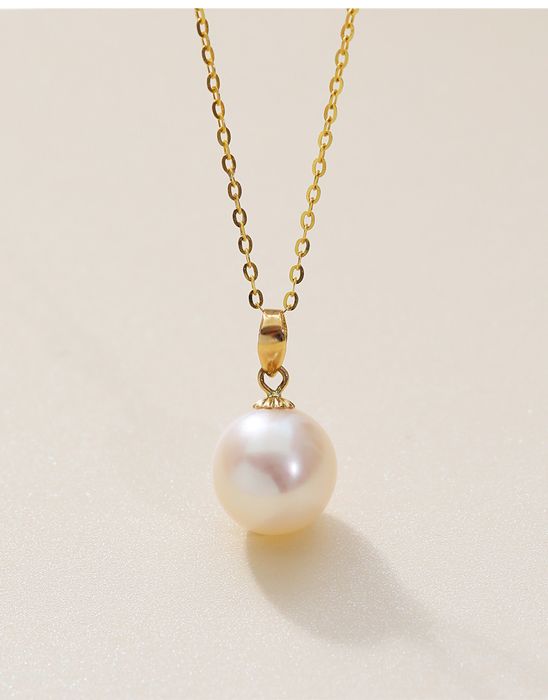 Daimi S925 Silver Round Beads 10-11mm Freshwater Pearl Necklace Pendant Birthday Gift for Wife Lover with Certificate 9