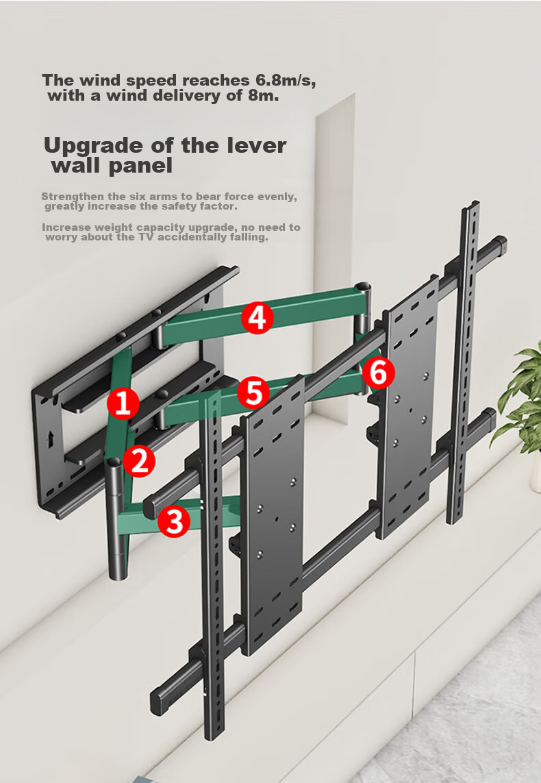 Jianleji 90-Degree Rotating TV Wall Mount, Left And Right Swivel 180°, Vertical Wall Folding Push-Pull Extended Bracket, Universal for 43/55/65/75 Inches, Precision Hinge 4