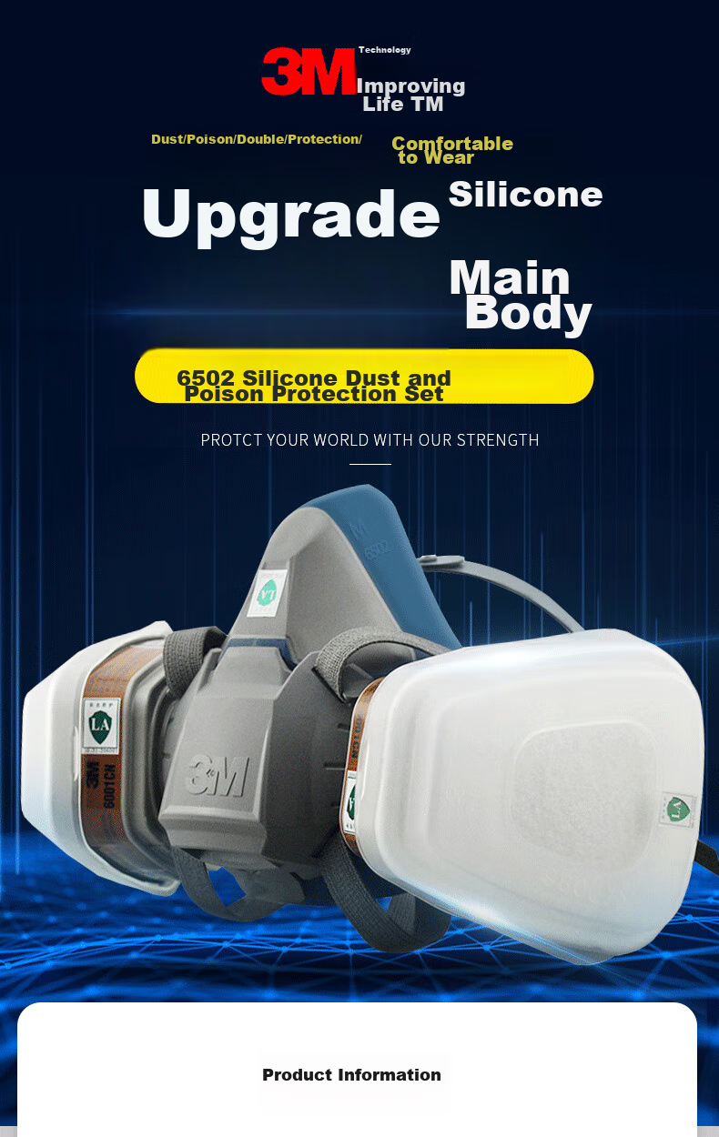 3M 6502+2097 Silicone Dust And Toxic Gas Mask Respirator for Breathing Protection Against Particulates, Organic Vapors, And Odors 1