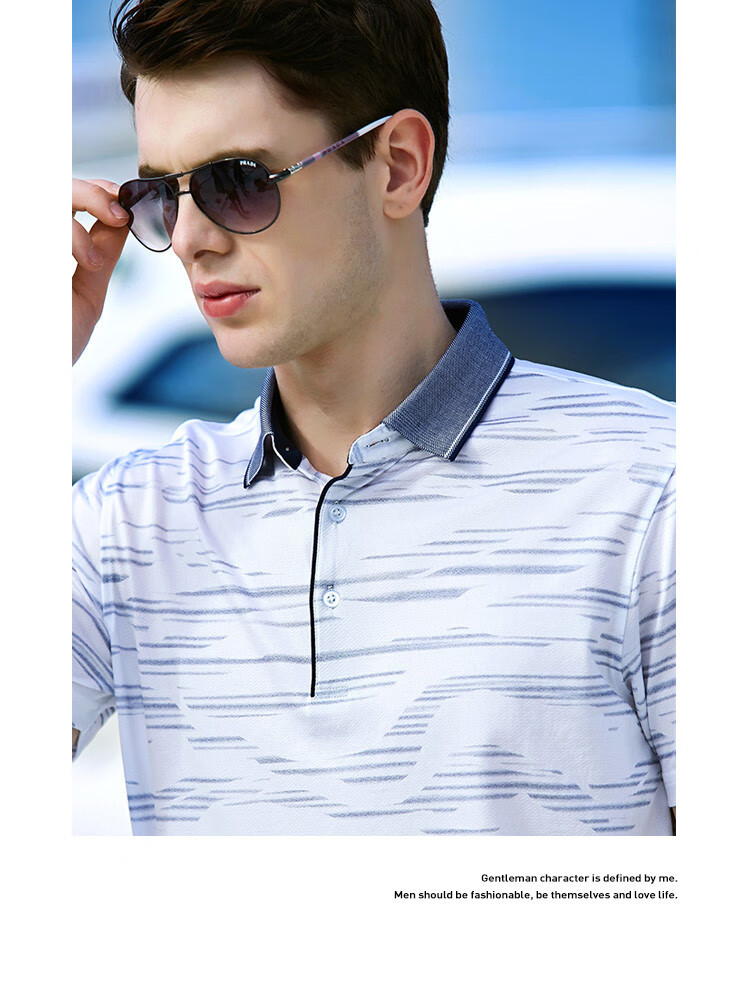 Andongniao [11.4% Mulberry Silk + 88.6% Cotton] Natural Fiber Men's Short-Sleeve Polo Shirt, Summer Collared Skin-Friendly Breathable T-Shirt 7