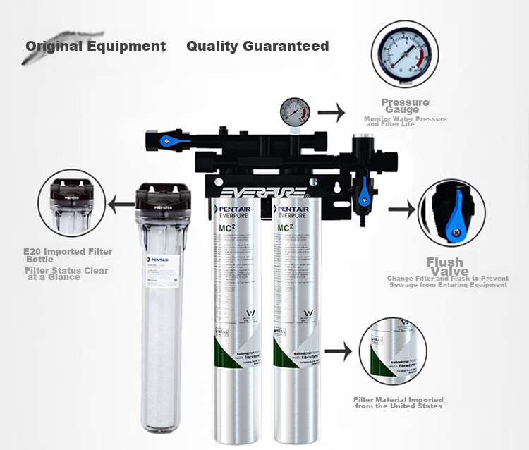 Everpure Coffee Shop/Milk Tea Shop/Chinese Restaurant Direct Drinking Filter Zero Wastewater 3.3 L/min 3300L Rated Water Output FreshDrink2-MC2 Commercial Water Purifier 12