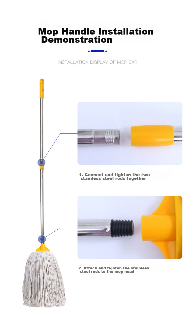 CIRY Cotton Yarn Mop, Household All-In Sponge Mop, Rubber Cotton Floor Mop, Dust Pusher, Wooden Floor Tile Cotton Yarn Mop, Car Wash Mop 9
