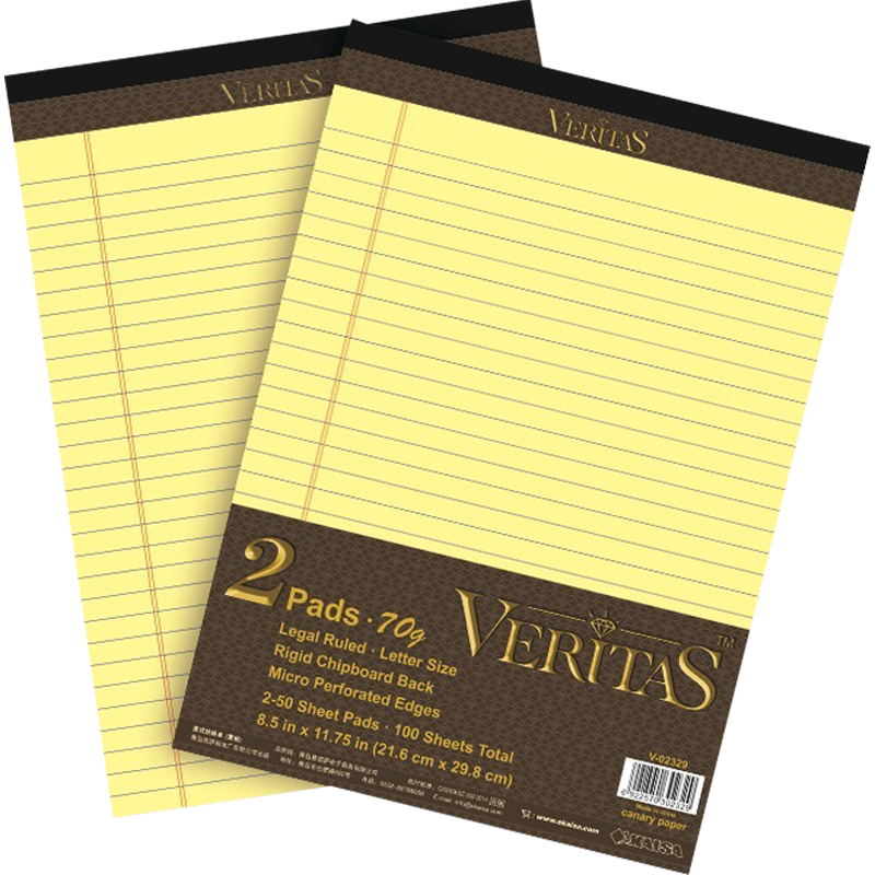 KAISA [Best-Selling Online] VERITAS A4 Notebook, 50 Sheets, American-Style, Thick Yellow Paper, Draft Pad for College Students, General-Purpose Notebook, 2-Pack