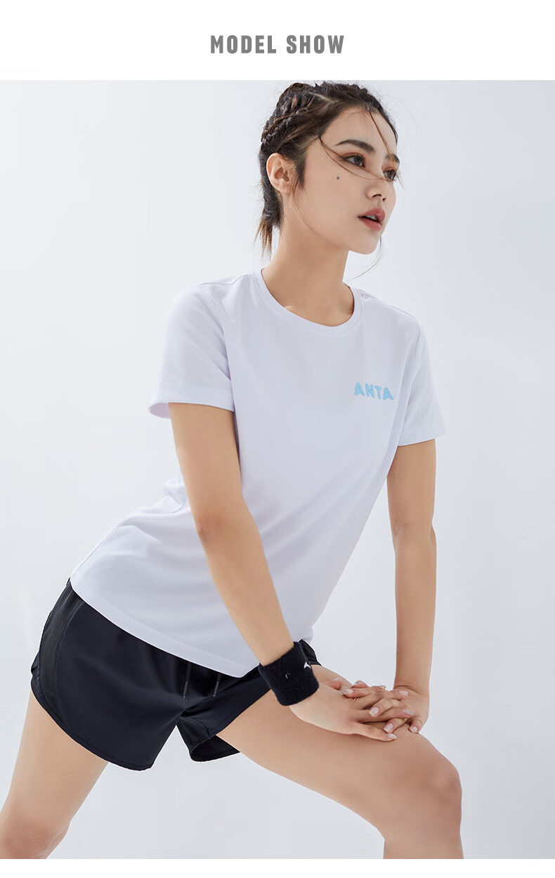 Anta Quick-Dry Sports Set | Women's Summer New Breathable Short Sleeve and Shorts Badminton Two-Piece Set with Anti-Exposure Design 47