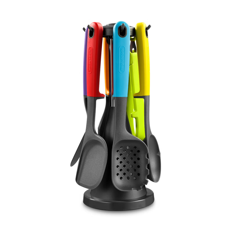 Morphyrichards Silicone Kitchen Utensil Set, Durable And Drop-Resistant, Cooking Spatula, Steak Tongs, Brush, Soup Ladle, Strainer, Spatula, Pancake Turner, Multifunctional 7-Piece Set for Easy Storage MR1032