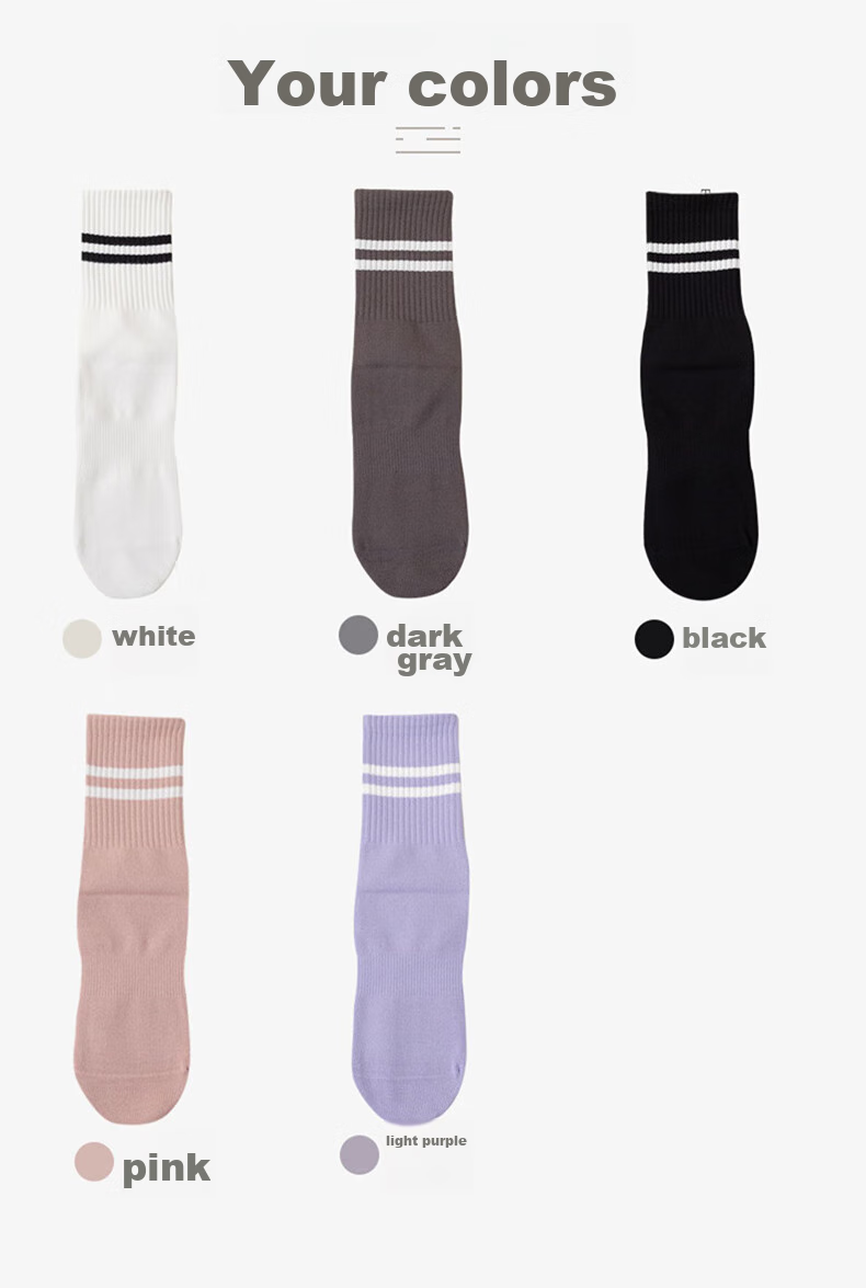 XUEXIMAN Yoga Socks for Women, Mid-Calf Cotton Socks, Spring And Autumn Season, Pilates Fitness Dance Professional Non-Slip Short Sports Floor Socks 22