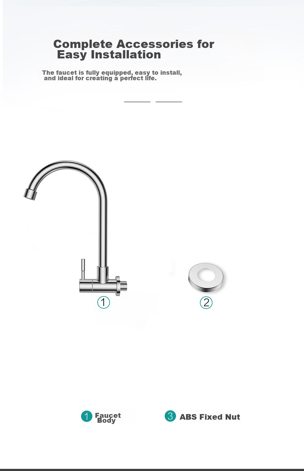 MICOE Kitchen Faucet Single Cold Series, 304 Stainless Steel Lead-Free, 360° Rotating Sink Tap, 100F 8
