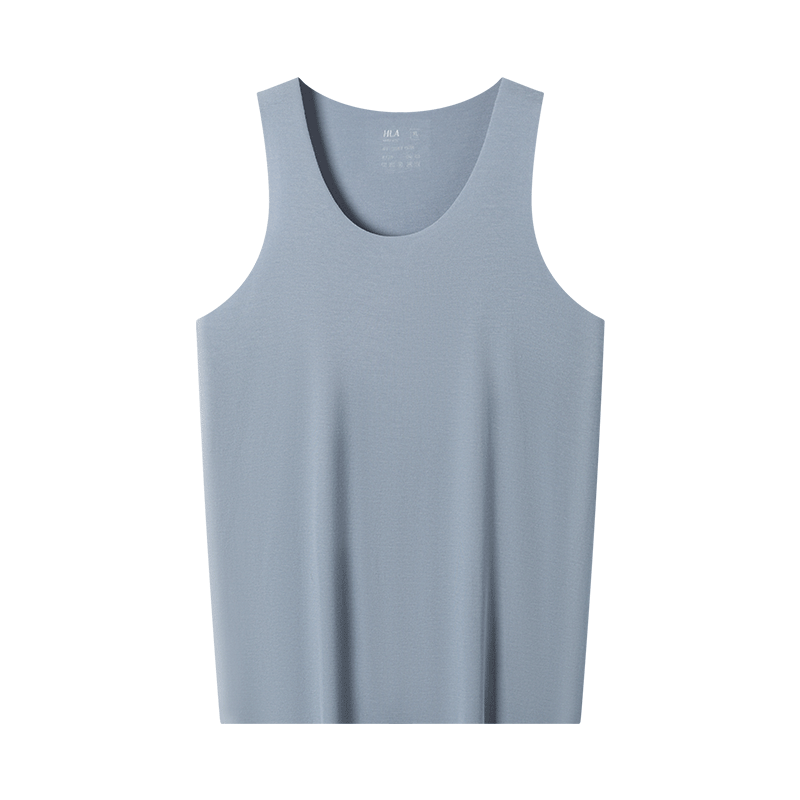 HLA [Randy Heart] Men's Sleeveless Vest, Ice Silk Seamless Antibacterial Cool-Feeling Basic Undershirt, Thin Undershirt, 2 Pieces