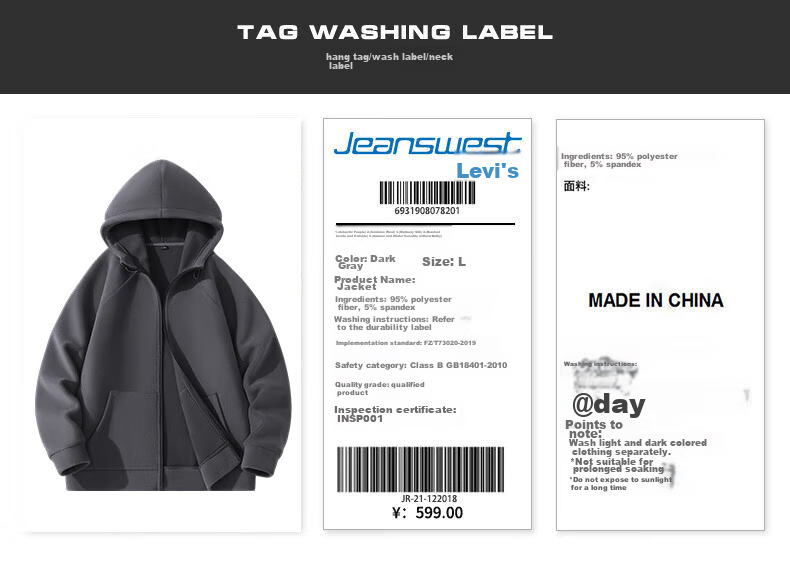 Jeanswest Winter Jacket for Men, Fleece-Lined Thickened Maillard And Down Hooded Jacket, Loose Casual Hoodie for Teenagers And Students 20