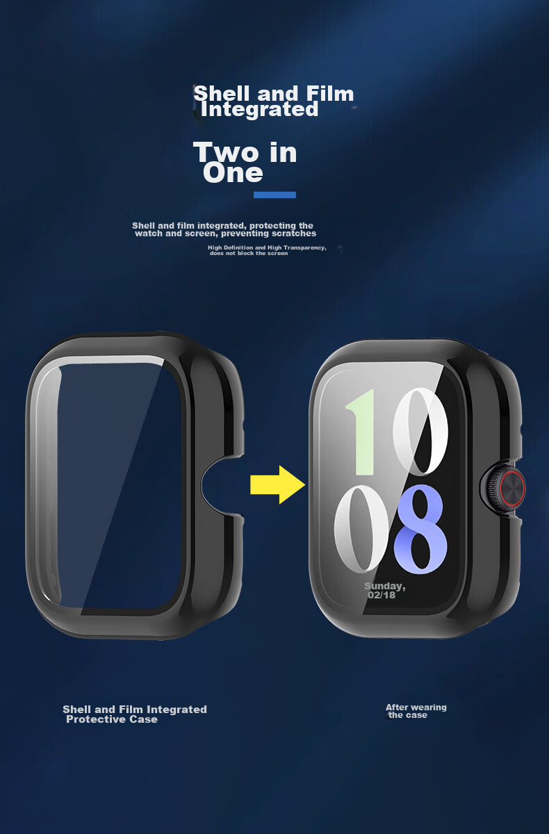 KMaxAI Protective Film And Case for Vivo/iQOO WATCH GT, Integrated Full Coverage, Watch Dial Screen Protector & Protective Cover, Anti-Fingerprint Hard Shell + Tempered Glass Film, Black 5