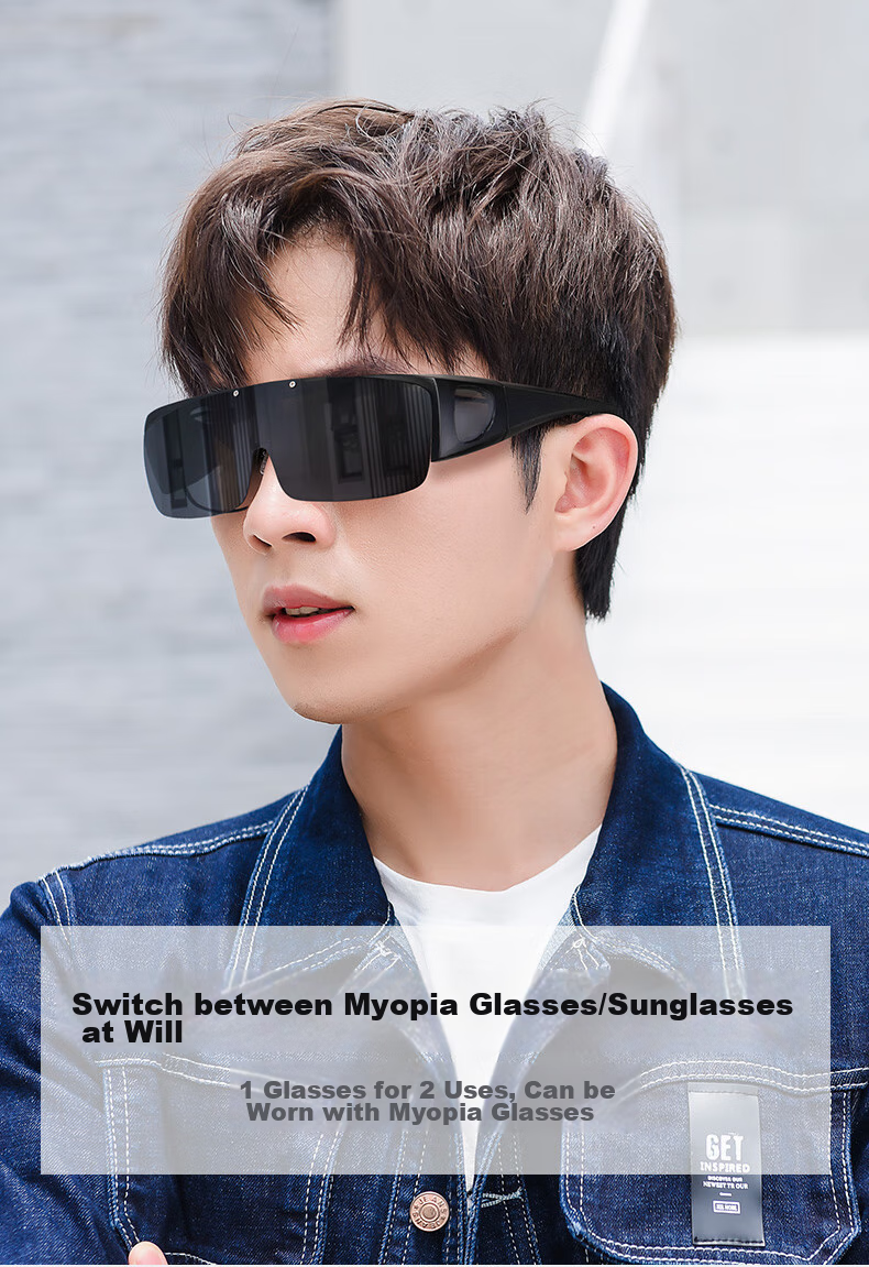 LESCA LUNETIER Clip-On Sunglasses for Nearsighted Men, Polarized Driving Glasses, Night Vision Eyewear, Day And Night Dual-Use Sunglasses Clip for Wome 2
