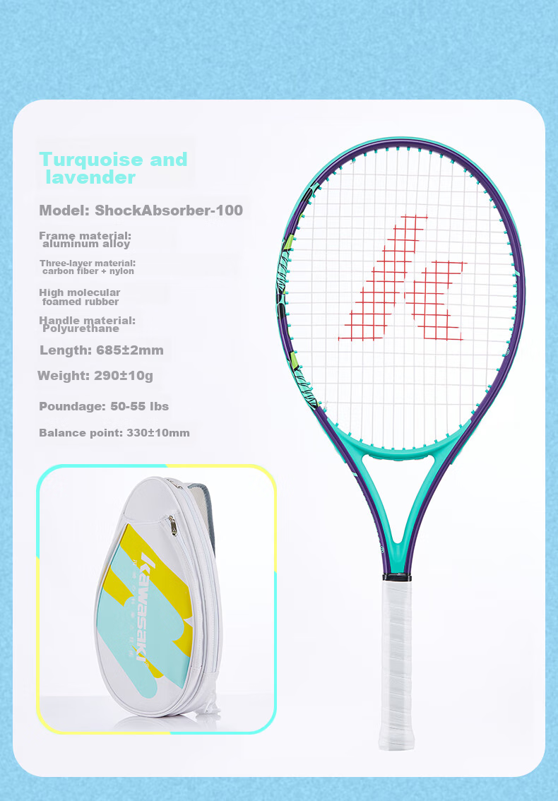 KAWASAKI Tennis Racket, Carbon Fiber, Adult Professional Beginner Single Racket SA-100 Navy Blue (Pre-Strung) 12