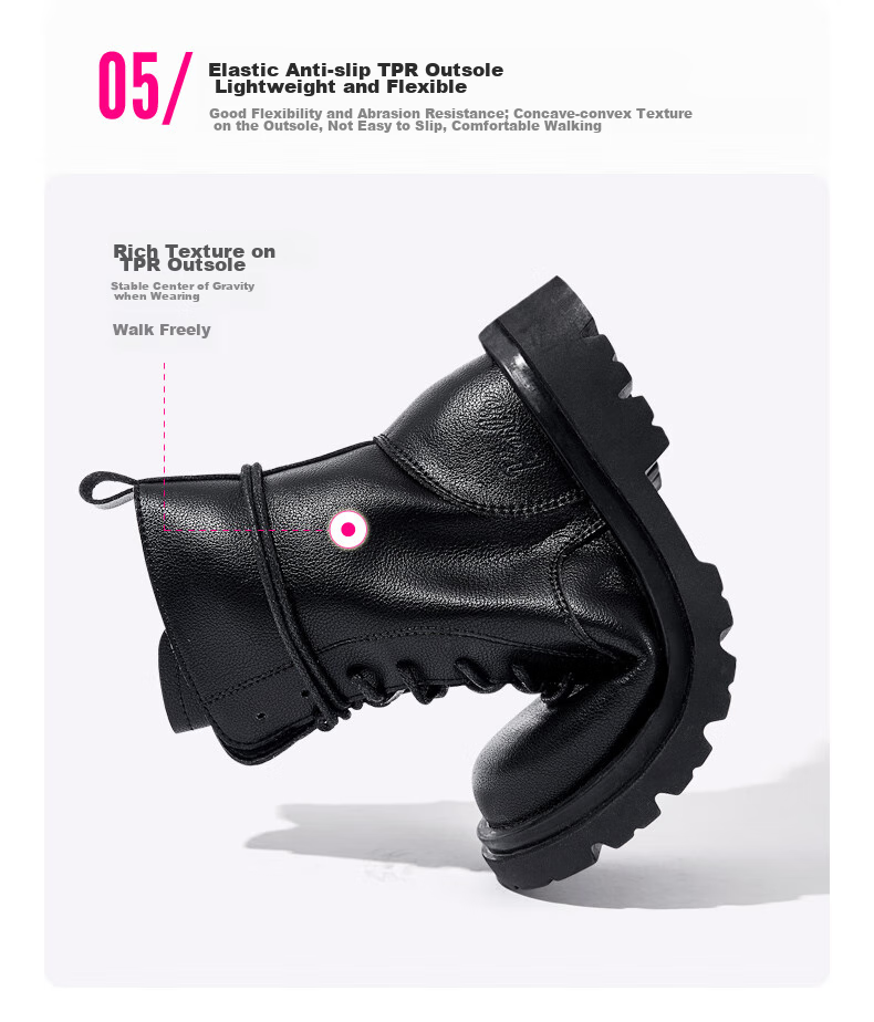 Barbie Girls' Spring And Autumn Martin Boots, Single-Lined Short Leather Boots, Versatile Black Boots for Children, DA6569 Black Size 28 12