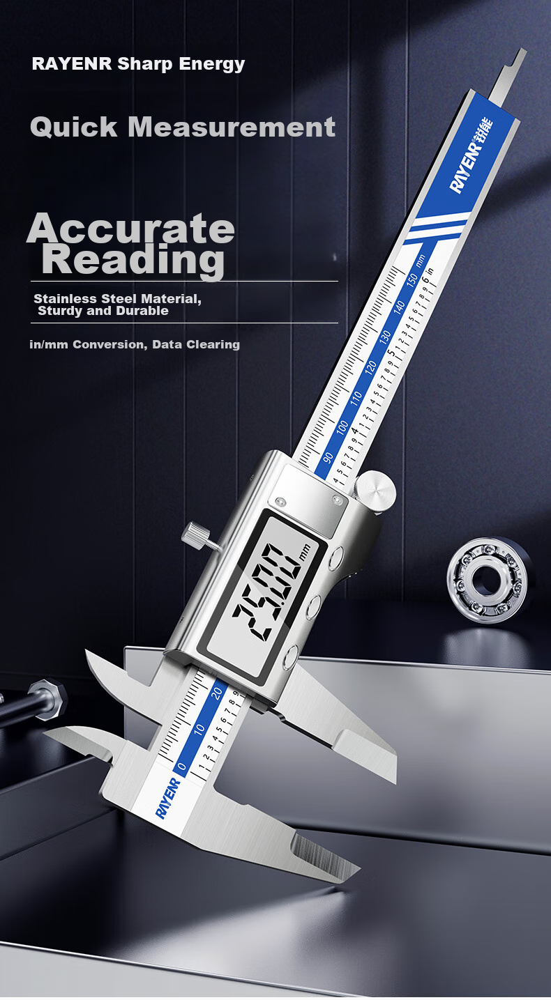 RuiNeng Digital Vernier Caliper High Precision 0.01mm Aerospace Grade IP54 Waterproof Dustproof Glass Grating Chip 2
