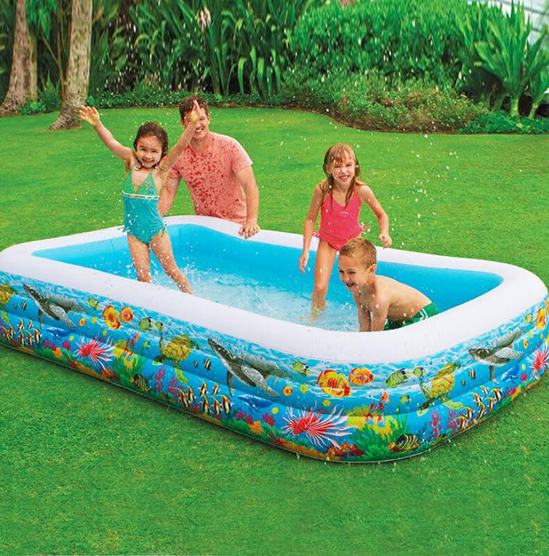 INTEX Rectangular Family Swimming Pool, Inflatable Water Play Pool, Outdoor Playground Children's Toy Gift 58485 5