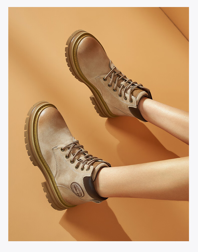 Walker Shop Aokasuo Martin Boots Women's Yellow Work Boots Outdoor Sports Hiking Shoes for Women M145263 Khaki 8