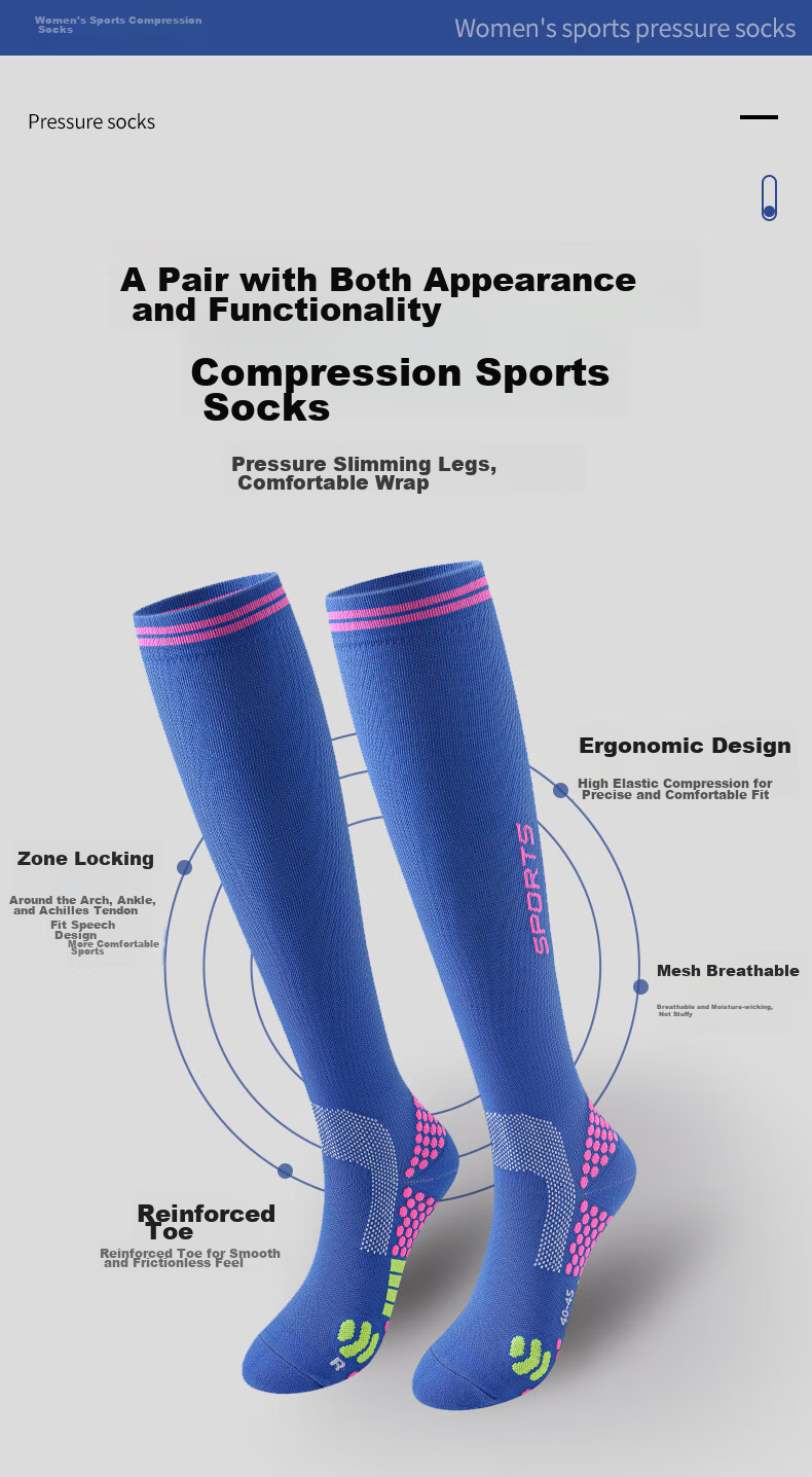 CASPIAN WOLF Running Marathon Sports Socks, Compression Socks for Fitness And Jump Rope, Pressure Socks for Men, Elastic Long Tube Calf Sleeves 4
