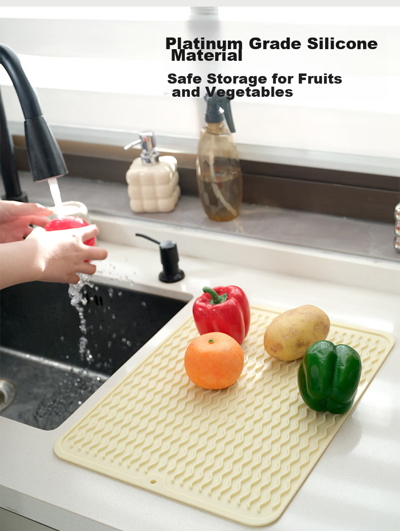 Qiqijia Silicone Draining Mat, Heat Insulation Pad, Kitchen Countertop Protector, Non-Slip Mat, Cutting Board Holder, Anti-Scalding Table Mat, Pot Holder 6