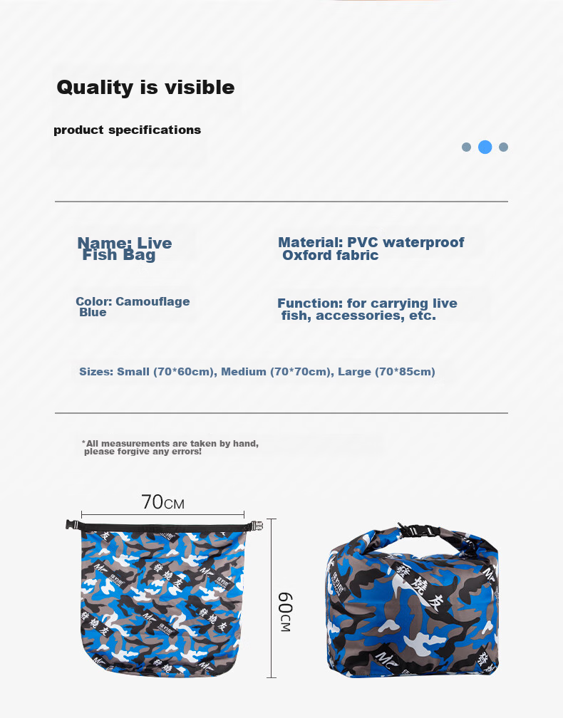 JIADIAONI Live Fish Bag, Fishing And Wild Fishing Handheld Waterproof Foldable Fish Keeper, Thickened Storage Fish Bag, Medium Size, Upgraded Thicker 2