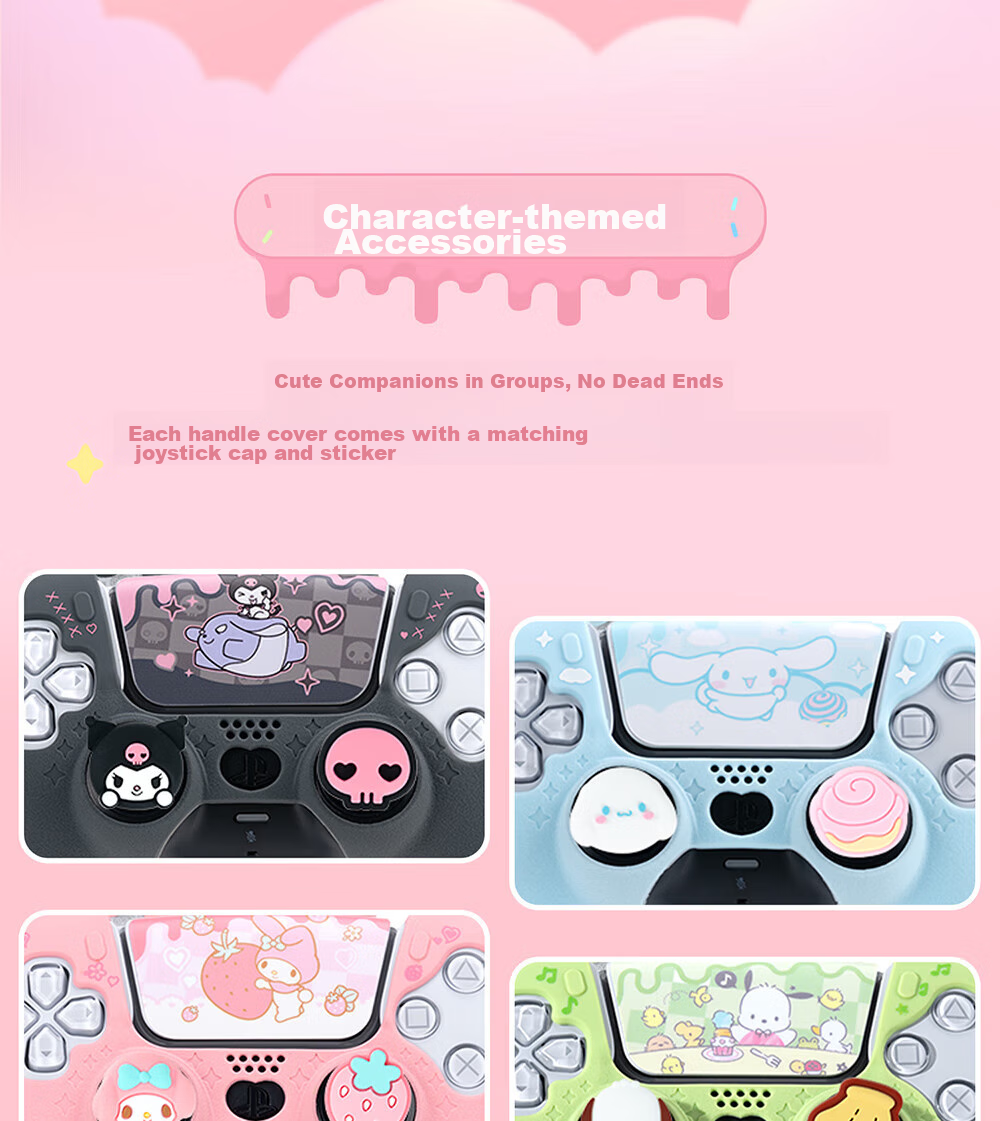 Jixiang Switch Pro Protective Case, Sanrio Kuromi Nspro Game Controller Cover, Cute Cartoon Full Coverage Soft Case, Shockproof Dustproof Protective Shell Accessory 13