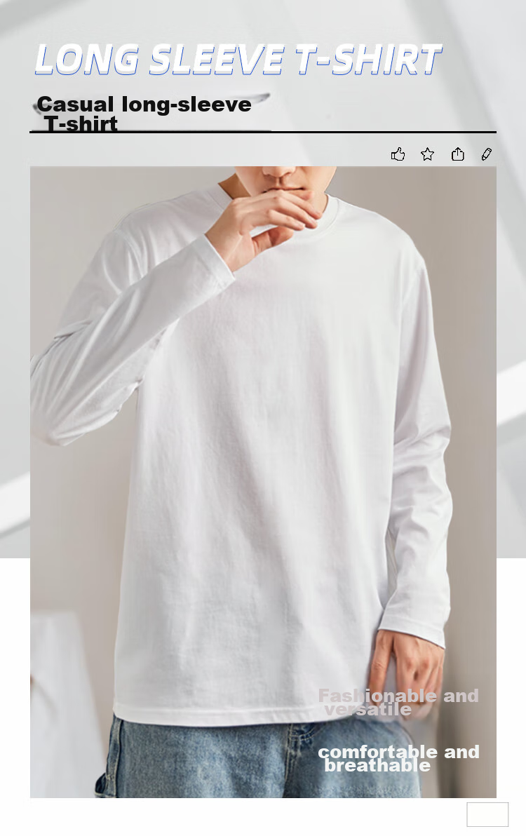 Nanjiren 100% Cotton Long Sleeve T-Shirt Women Simple White Premium Feel Top Versatile Layering Outerwear Long Sleeve 3XL 1